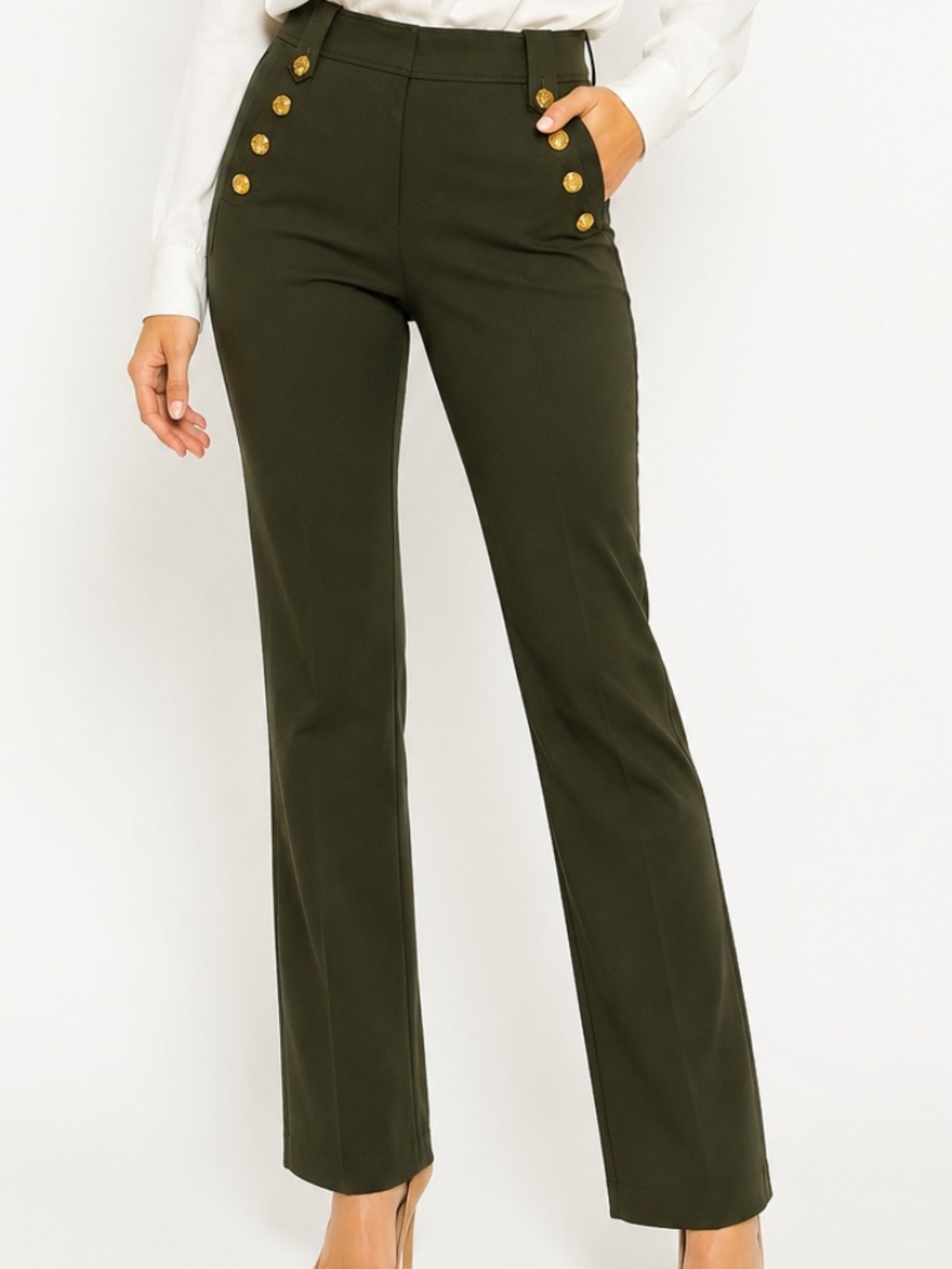White House Black Market Dark Olive Green Pants – Size 12